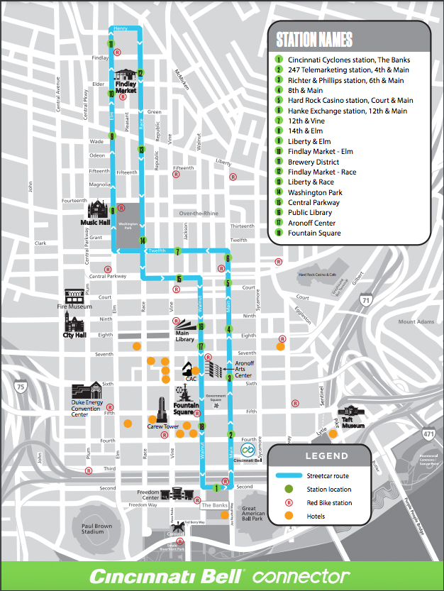 The Connector streetcar route map
